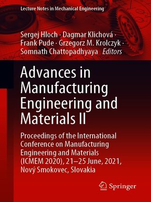 cover image of Advances in Manufacturing Engineering and Materials II